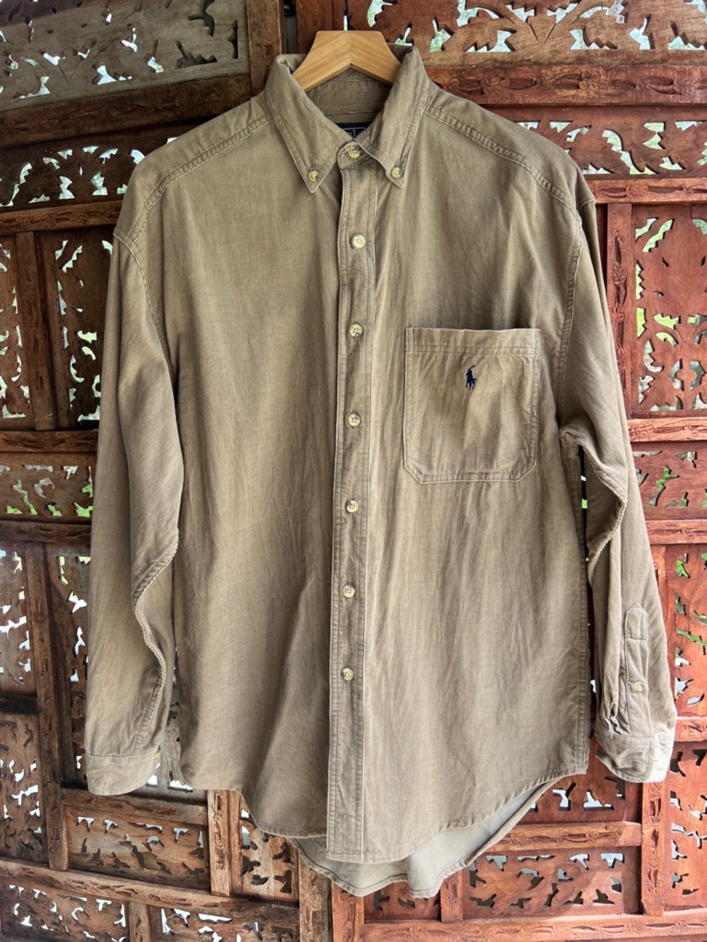 Vintage 90's Polo by Ralph Lauren Micro Corduroy Button-Down Shirt